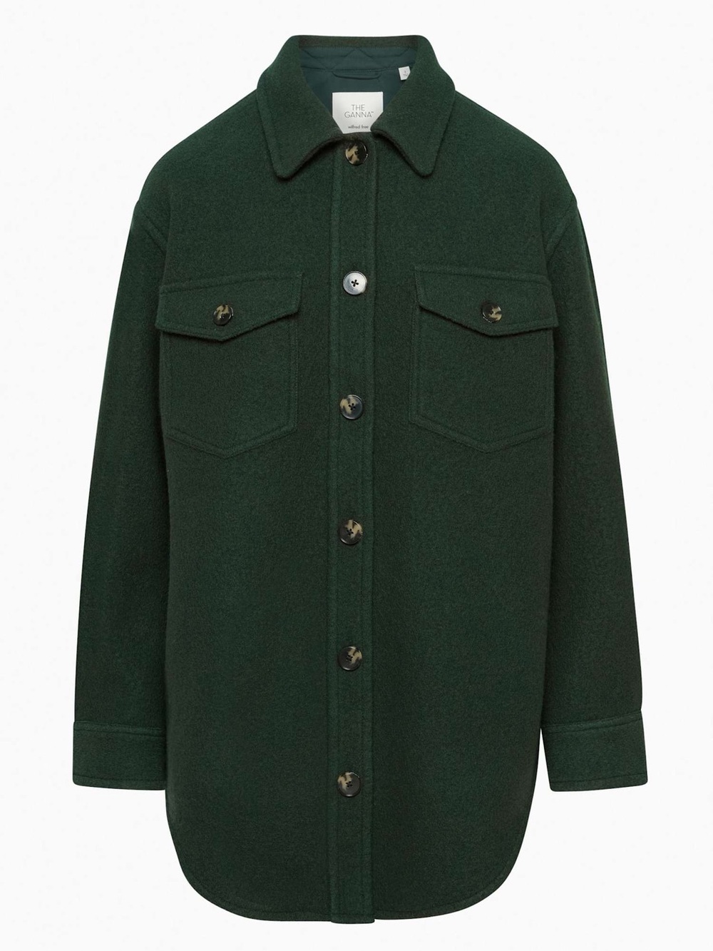 Aritzia Wilfred Free Dark Green Scarab Ganna Shirt Jacket Wool Coat Size XL NWT
